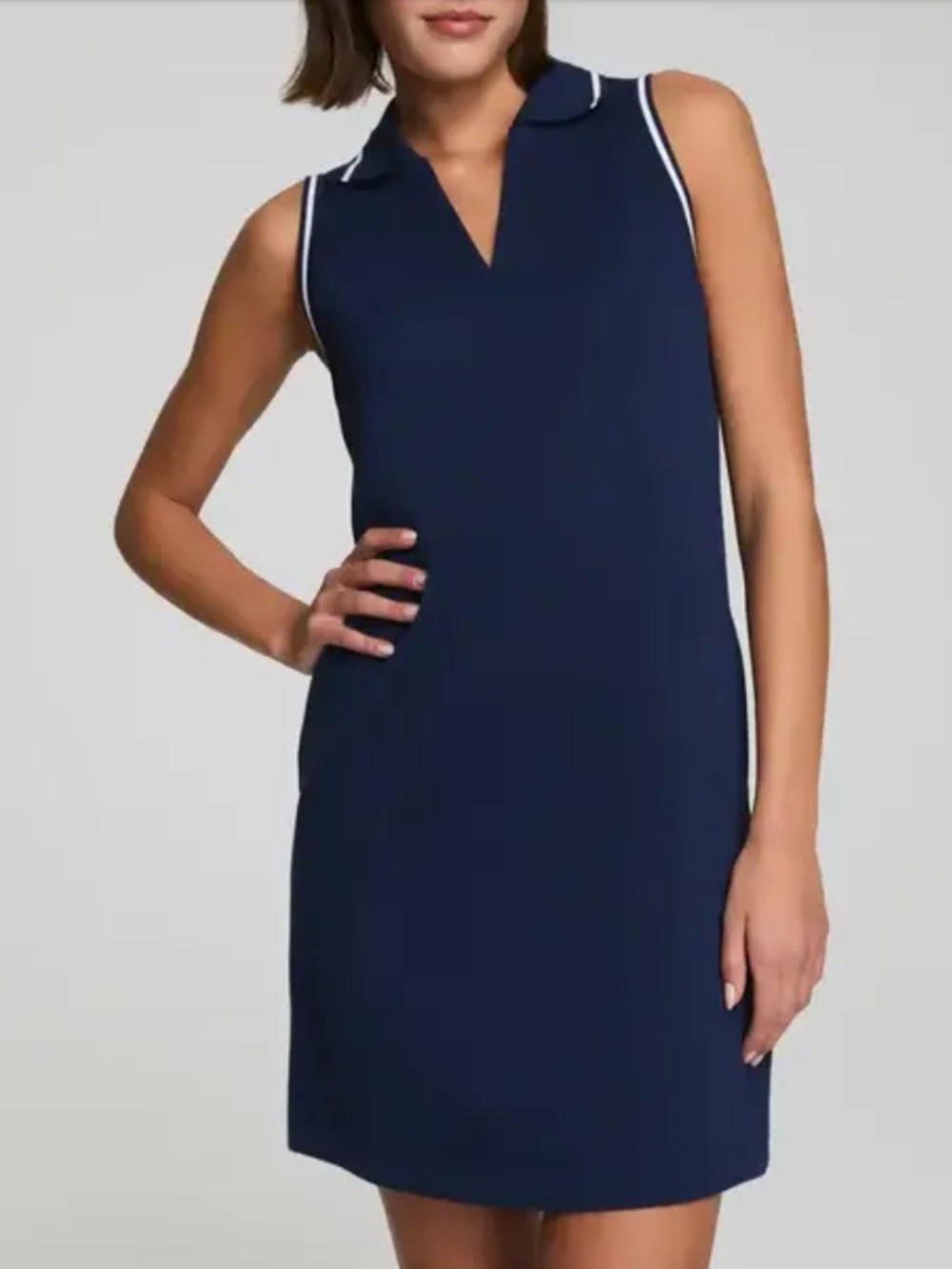Sporty Preppy Spanx AirEssentials Pique Polo Tank Dress Small Timeless Navy
